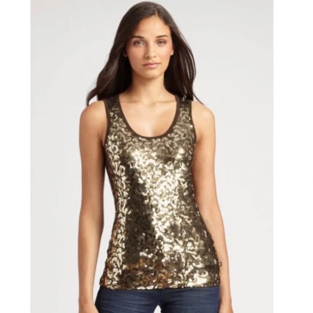 ❤️Price Drop❤️Michael Kors Shimmering Gold Sequin Tank Top
